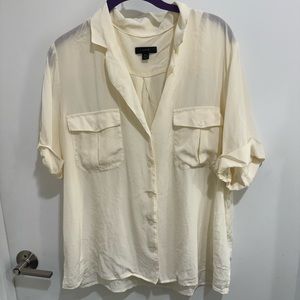 100% silk cream J. crew camp shirt